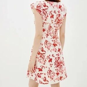 Banana Republic Floral Linen Cotton Ruffle Sleeve Dress In Spring Coral Size 4